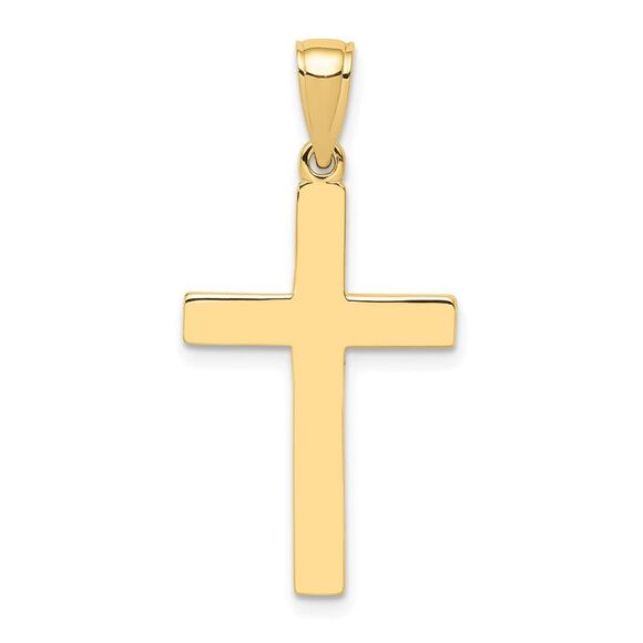 10K Yellow Gold Polished Cross Pendant
